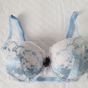 Victoria's Secret Dream Angels Blue Lined Lace Bra Size 32DDD
